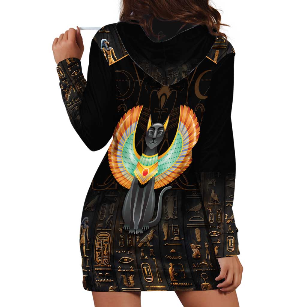 Winged Egypt Cats Hoodie Dress Ancient Egypt Culture - Wonder Print Shop