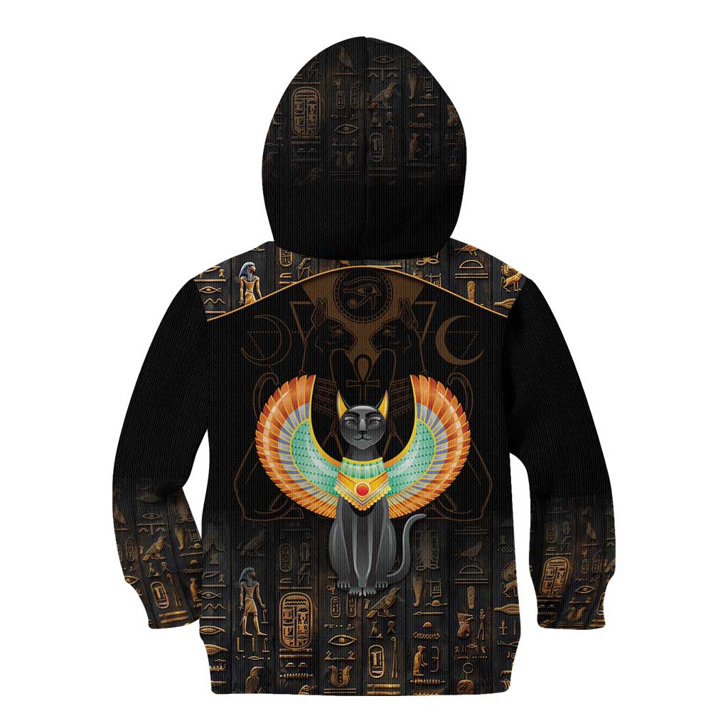 Winged Egypt Cats Kid Hoodie Ancient Egypt Culture - Wonder Print Shop