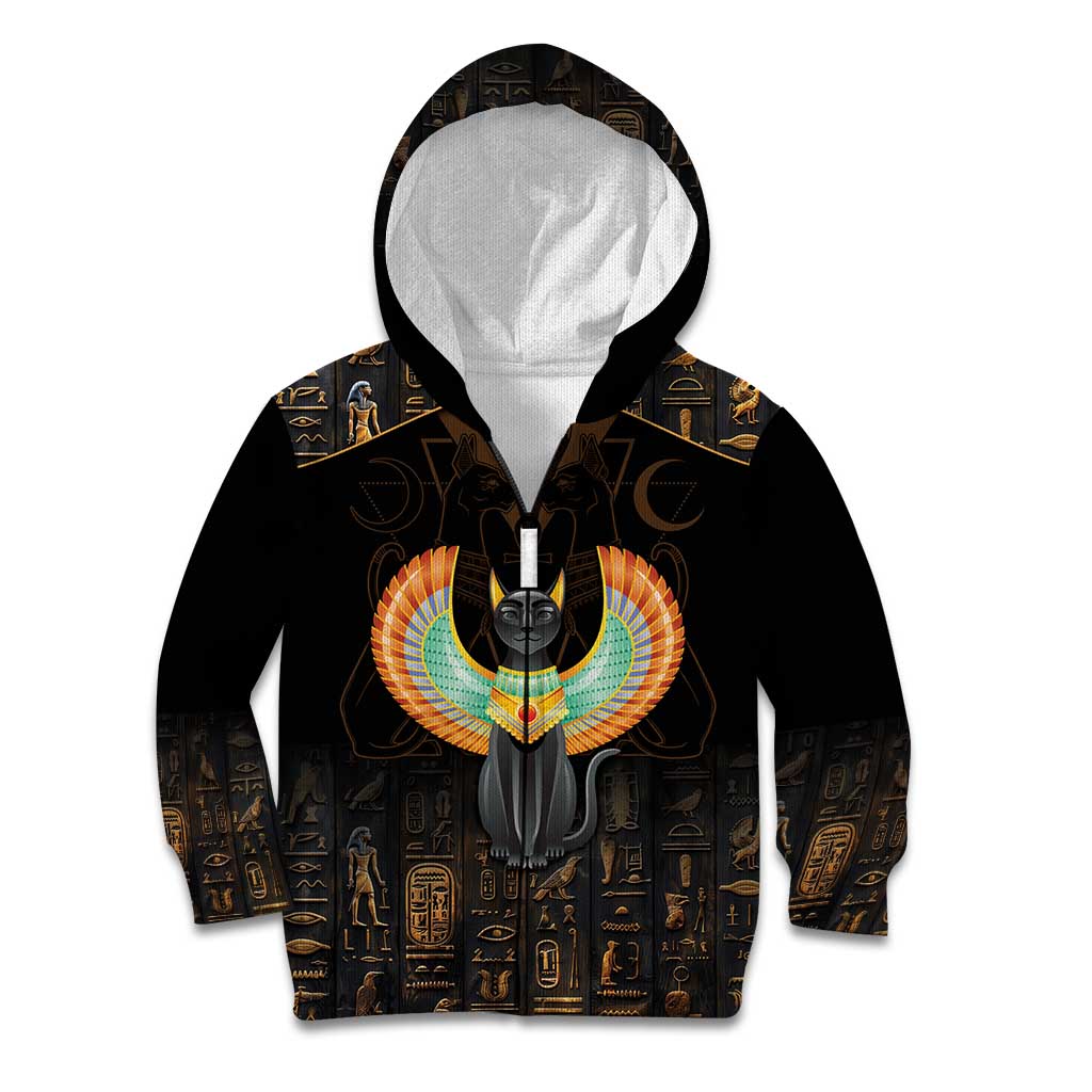 Winged Egypt Cats Kid Hoodie Ancient Egypt Culture - Wonder Print Shop