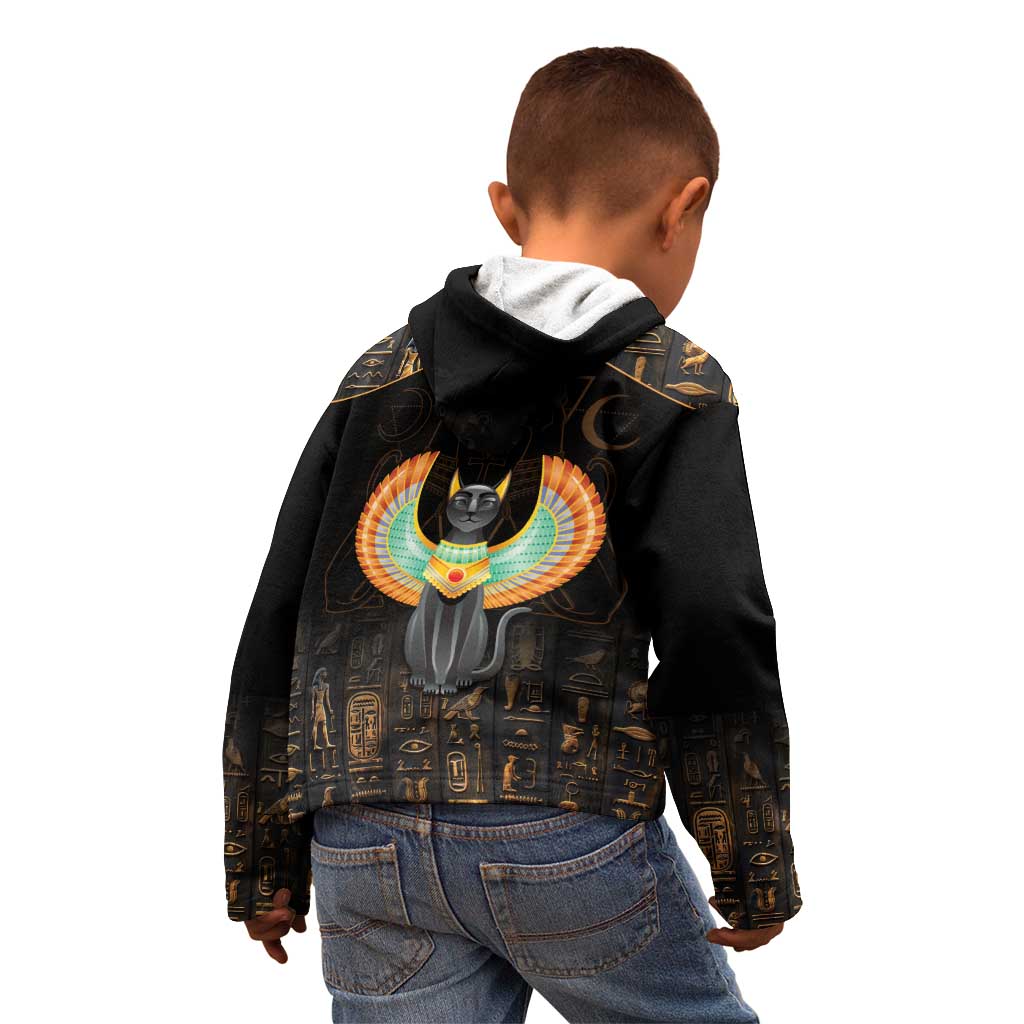Winged Egypt Cats Kid Hoodie Ancient Egypt Culture - Wonder Print Shop