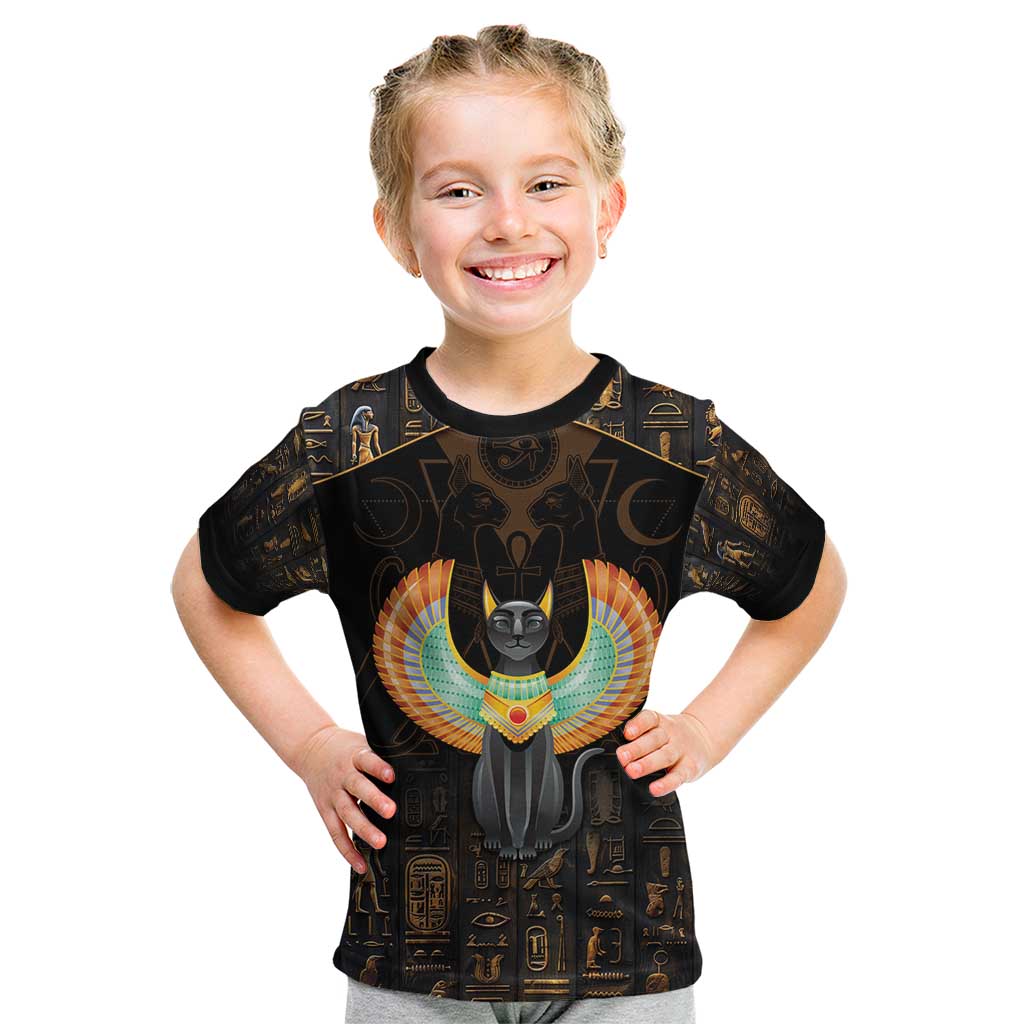 Winged Egypt Cats Kid T Shirt Ancient Egypt Culture - Wonder Print Shop