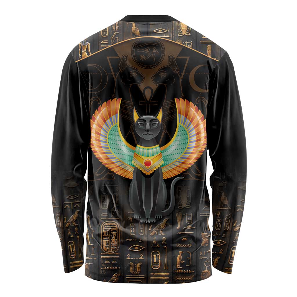 Winged Egypt Cats Long Sleeve Shirt Ancient Egypt Culture - Wonder Print Shop