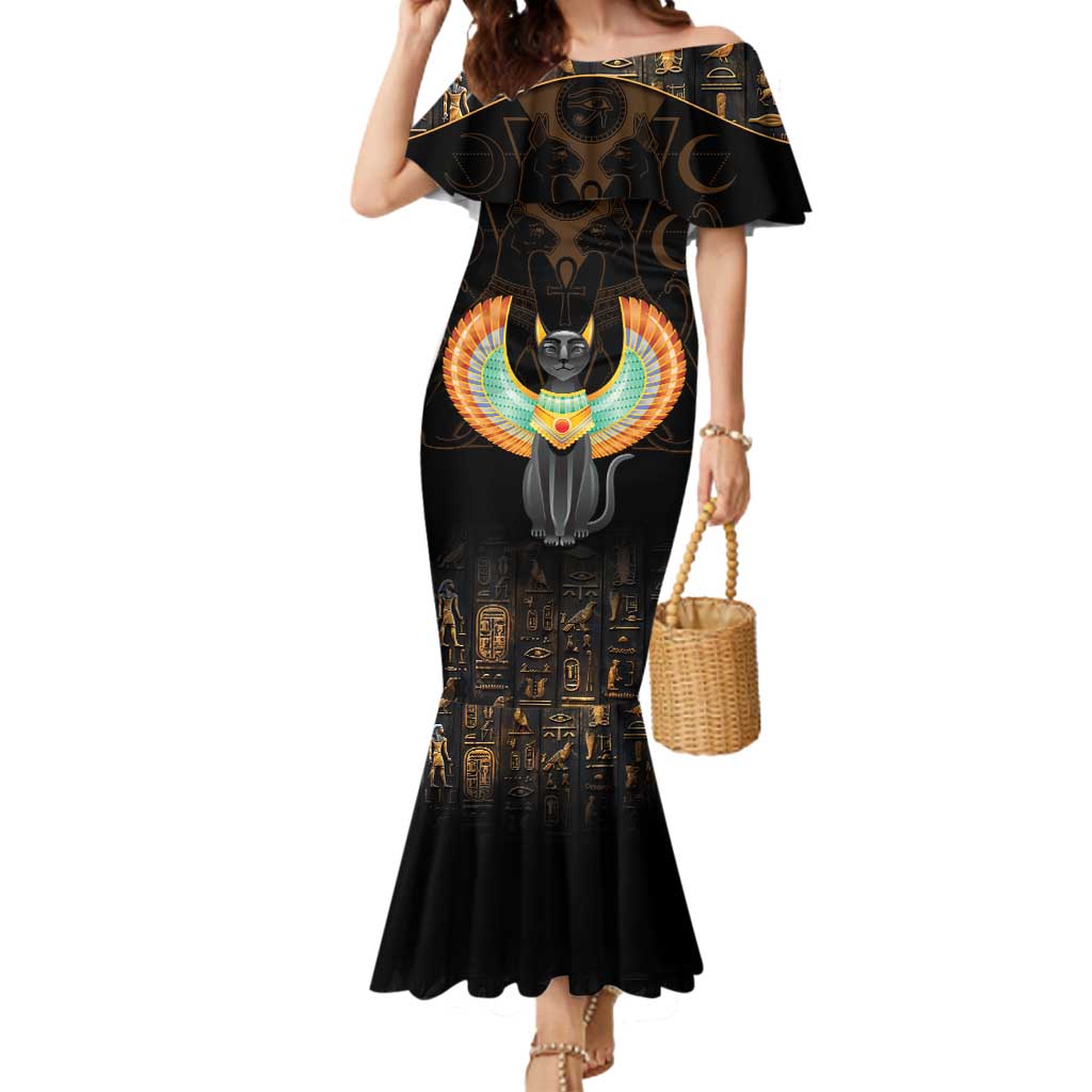 Winged Egypt Cats Mermaid Dress Ancient Egypt Culture - Wonder Print Shop