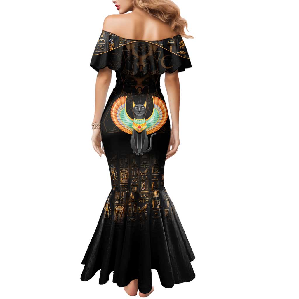 Winged Egypt Cats Mermaid Dress Ancient Egypt Culture - Wonder Print Shop