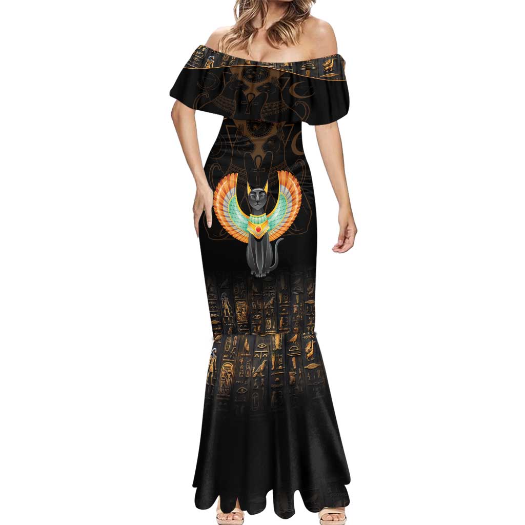 Winged Egypt Cats Mermaid Dress Ancient Egypt Culture - Wonder Print Shop