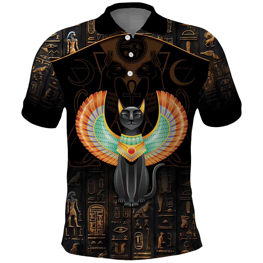 Winged Egypt Cats Polo Shirt Ancient Egypt Culture - Wonder Print Shop