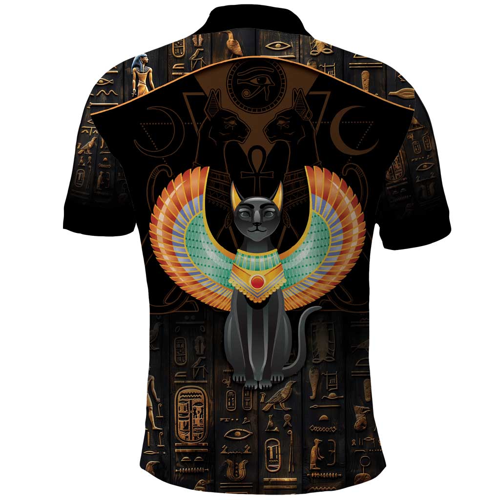 Winged Egypt Cats Polo Shirt Ancient Egypt Culture - Wonder Print Shop