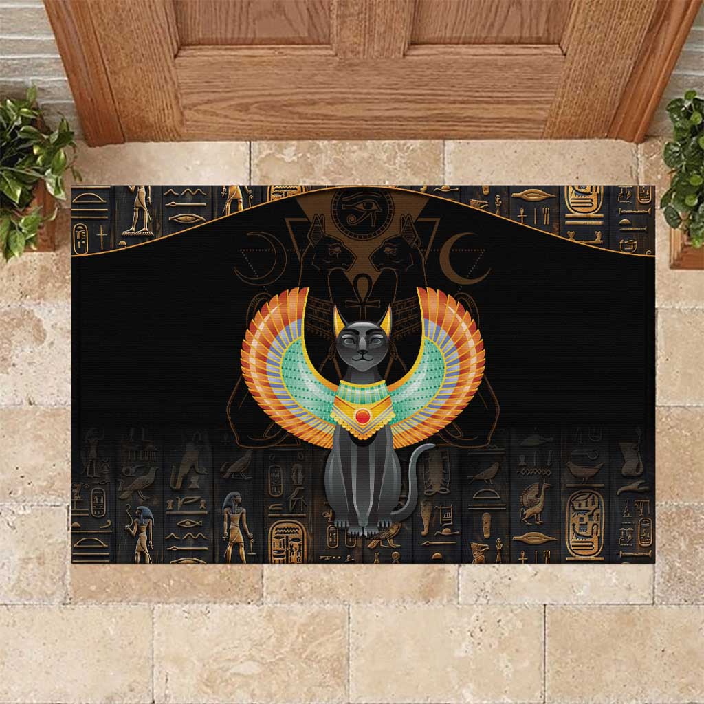 Winged Egypt Cats Rubber Doormat Ancient Egypt Culture - Wonder Print Shop