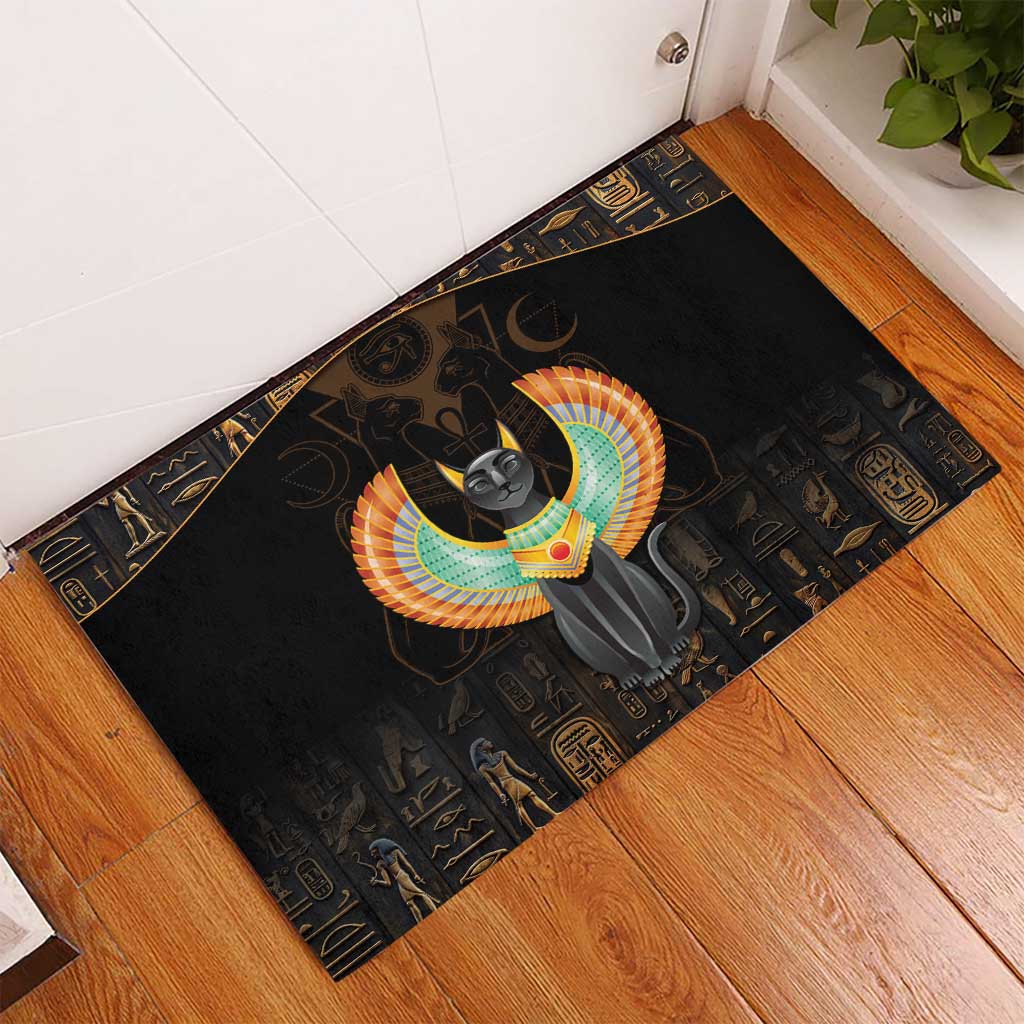 Winged Egypt Cats Rubber Doormat Ancient Egypt Culture - Wonder Print Shop