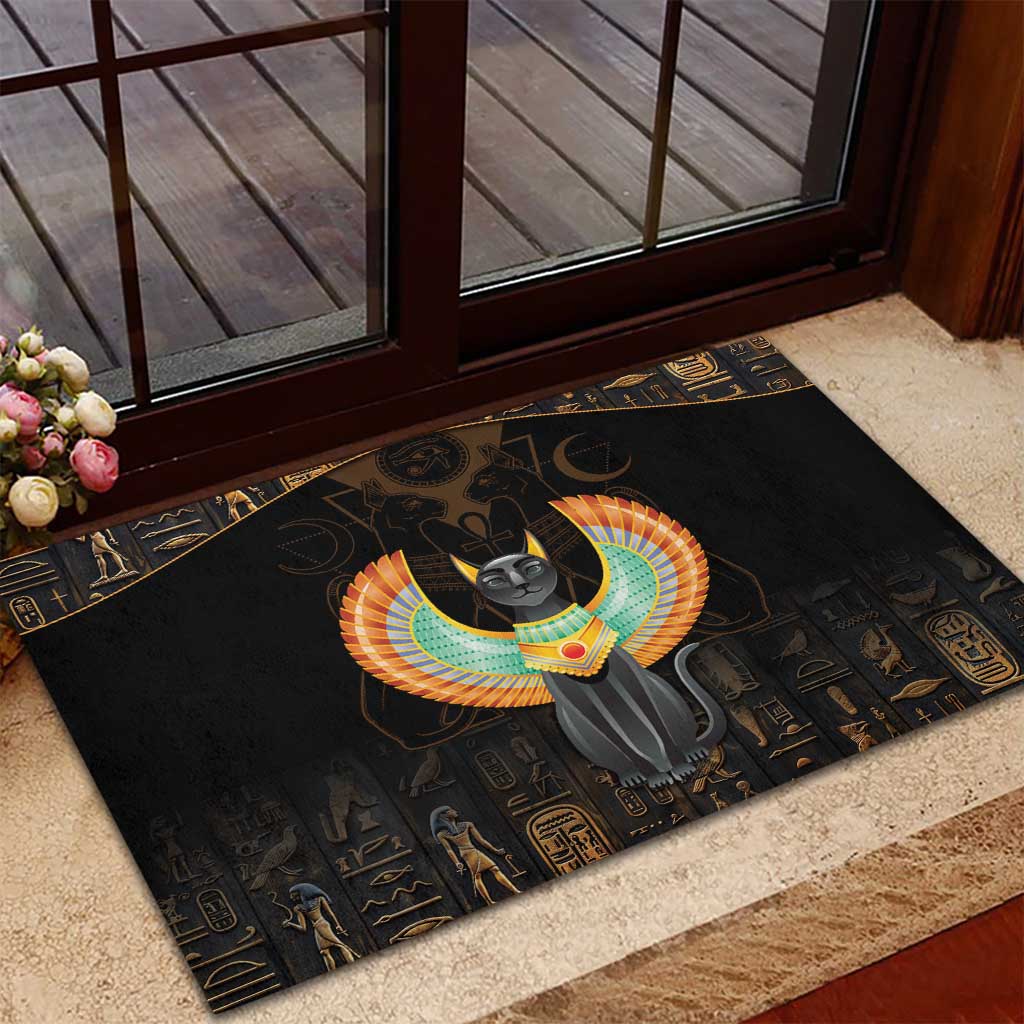 Winged Egypt Cats Rubber Doormat Ancient Egypt Culture - Wonder Print Shop