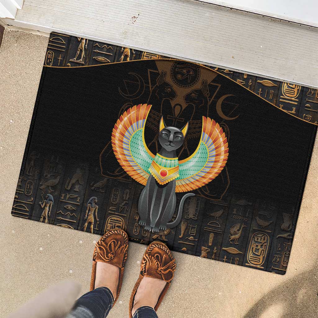 Winged Egypt Cats Rubber Doormat Ancient Egypt Culture - Wonder Print Shop