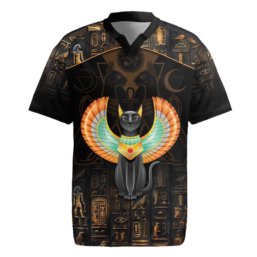 Winged Egypt Cats Rugby Jersey Ancient Egypt Culture - Wonder Print Shop