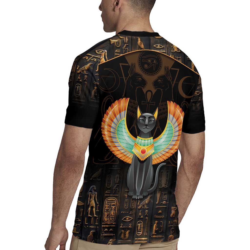 Winged Egypt Cats Rugby Jersey Ancient Egypt Culture - Wonder Print Shop
