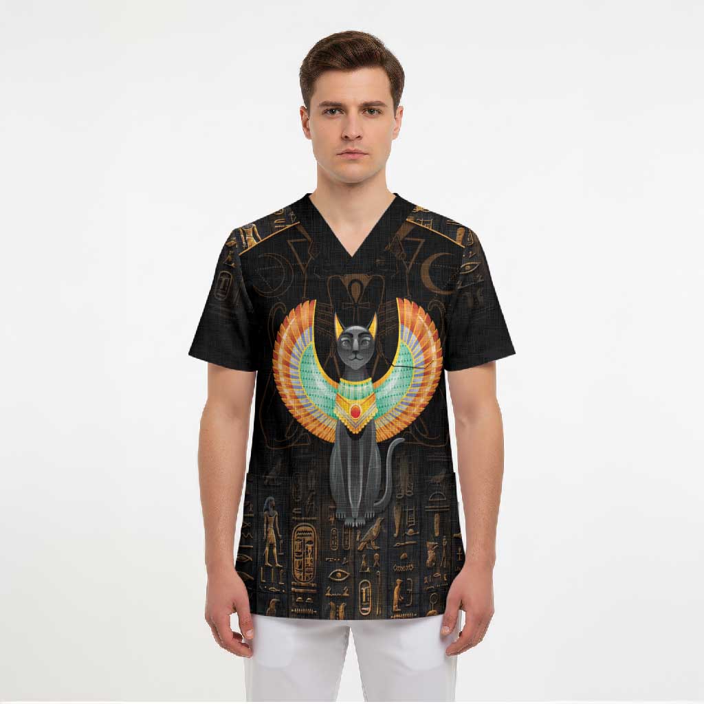 Winged Egypt Cats Scrub Top Ancient Egypt Culture