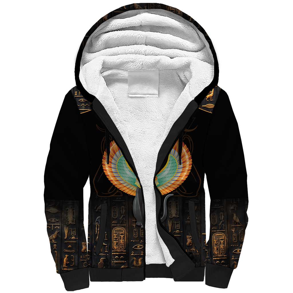 Winged Egypt Cats Sherpa Hoodie Ancient Egypt Culture - Wonder Print Shop