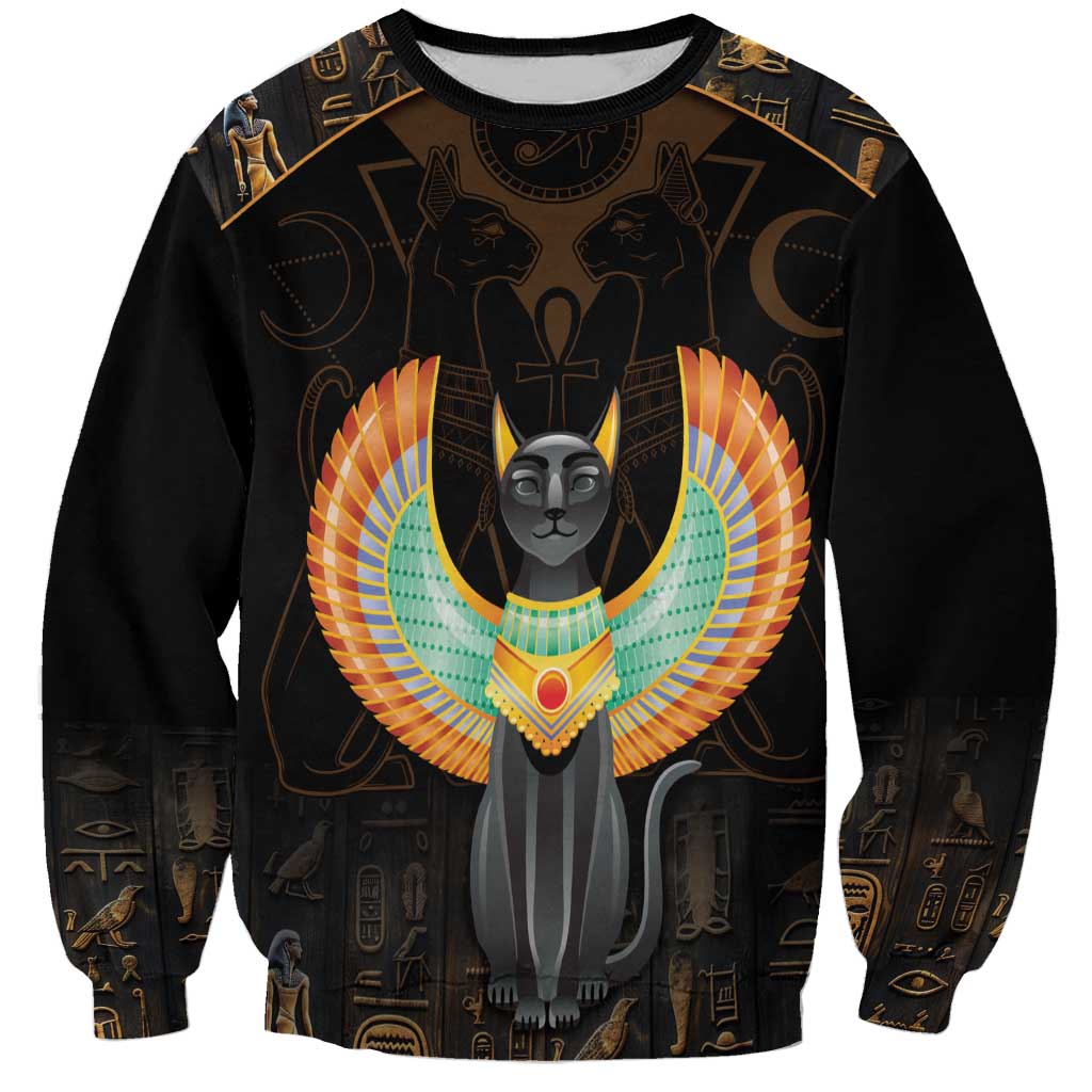 Winged Egypt Cats Sweatshirt Ancient Egypt Culture - Wonder Print Shop