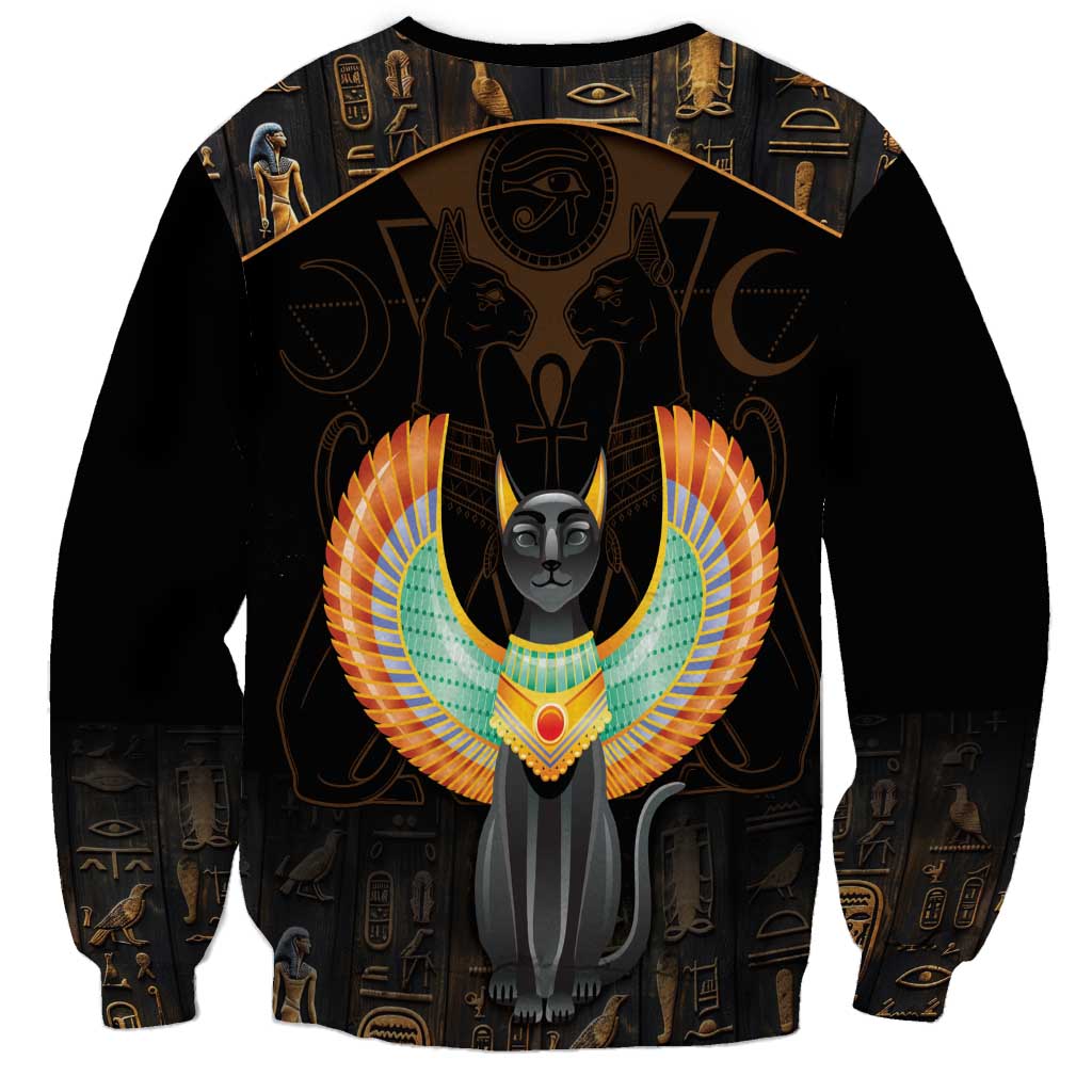 Winged Egypt Cats Sweatshirt Ancient Egypt Culture - Wonder Print Shop