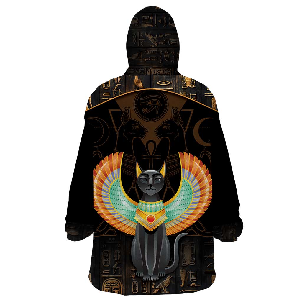 Winged Egypt Cats Wearable Blanket Hoodie Ancient Egypt Culture - Wonder Print Shop