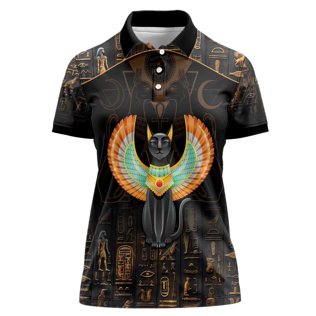 Winged Egypt Cats Women Polo Shirt Ancient Egypt Culture - Wonder Print Shop