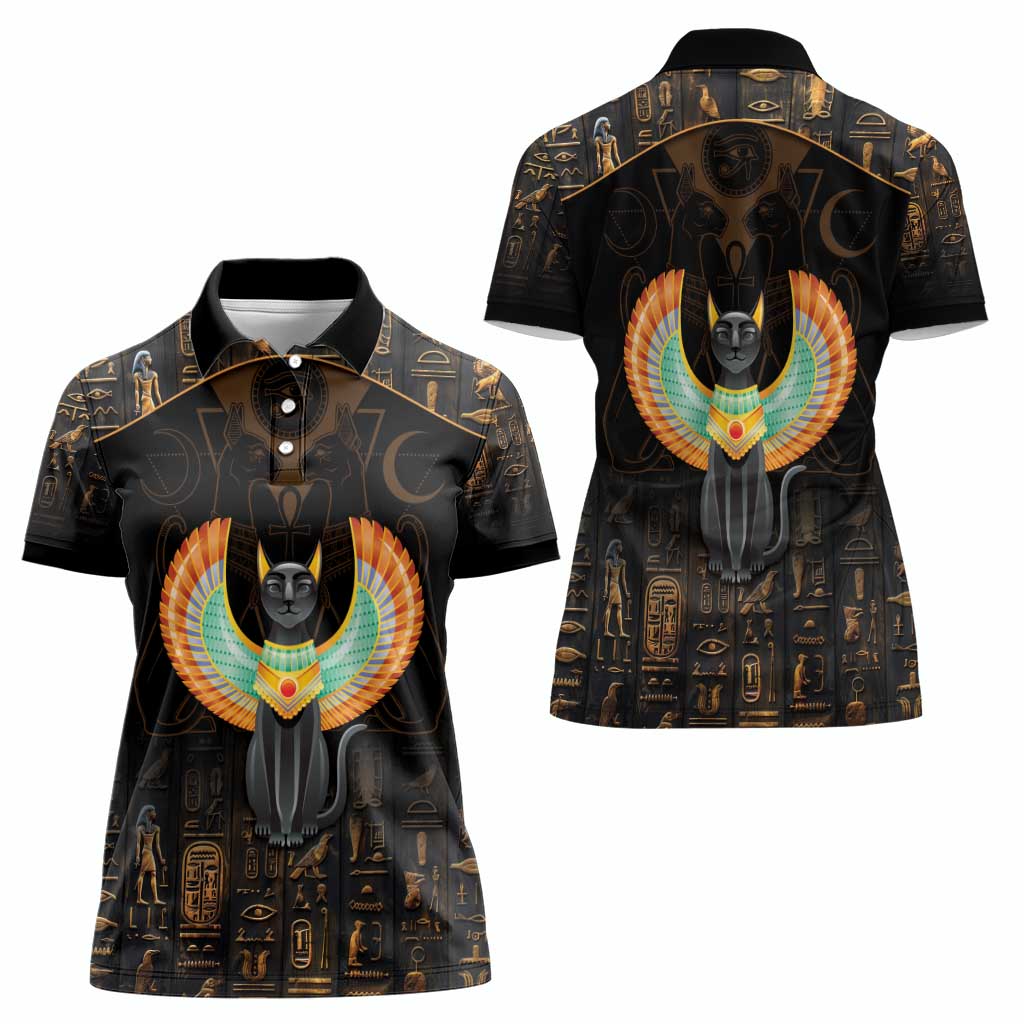 Winged Egypt Cats Women Polo Shirt Ancient Egypt Culture - Wonder Print Shop