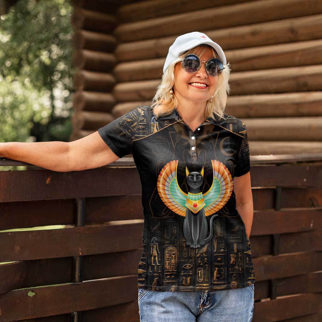 Winged Egypt Cats Women Polo Shirt Ancient Egypt Culture - Wonder Print Shop