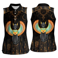 Winged Egypt Cats Women Sleeveless Polo Shirt Ancient Egypt Culture - Wonder Print Shop