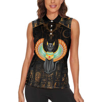 Winged Egypt Cats Women Sleeveless Polo Shirt Ancient Egypt Culture - Wonder Print Shop