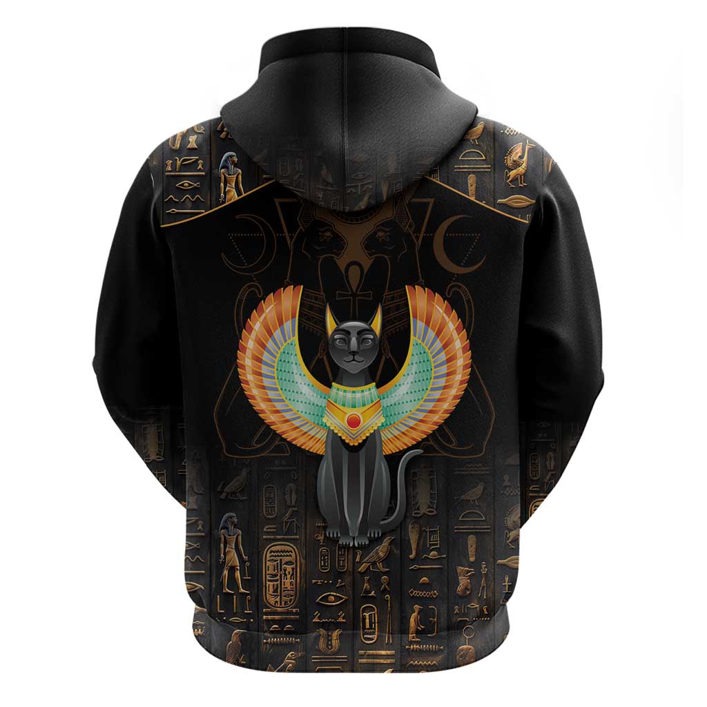Winged Egypt Cats Zip Hoodie Ancient Egypt Culture - Wonder Print Shop