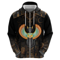 Winged Egypt Cats Zip Hoodie Ancient Egypt Culture - Wonder Print Shop
