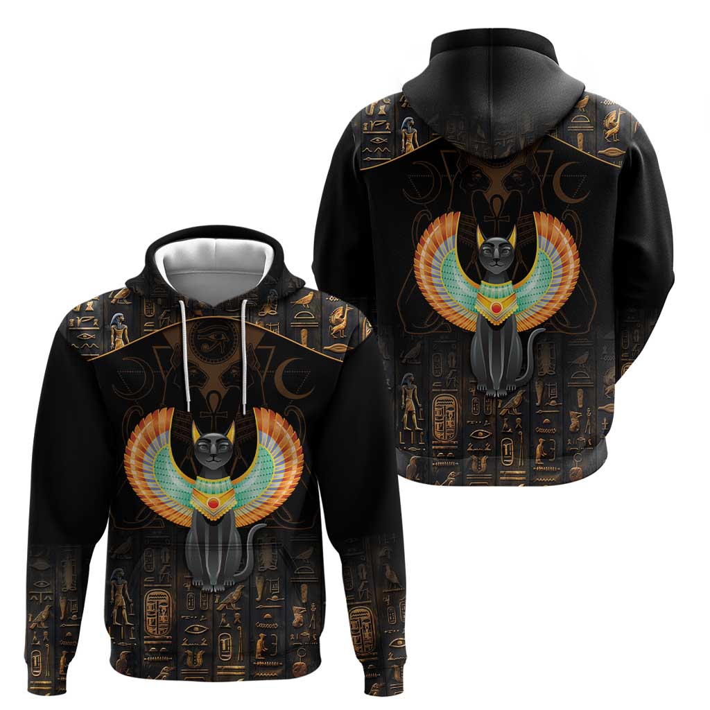 Winged Egypt Cats Zip Hoodie Ancient Egypt Culture - Wonder Print Shop