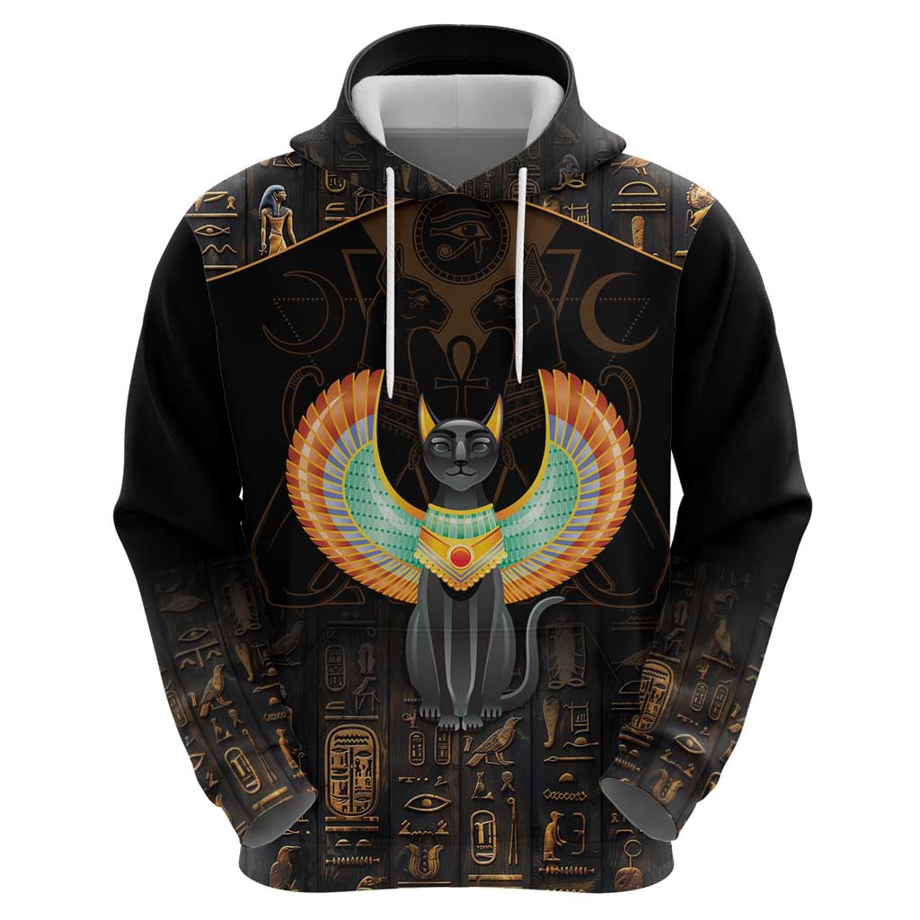Winged Egypt Cats Zip Hoodie Ancient Egypt Culture - Wonder Print Shop