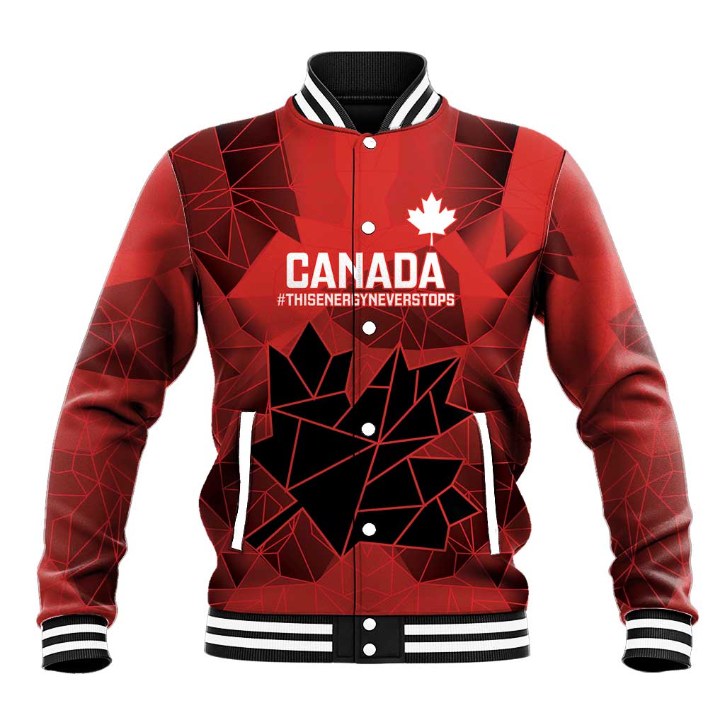 Custom Women Rugby Canada Baseball Jacket Maple Energy Never Stops - Wonder Print Shop