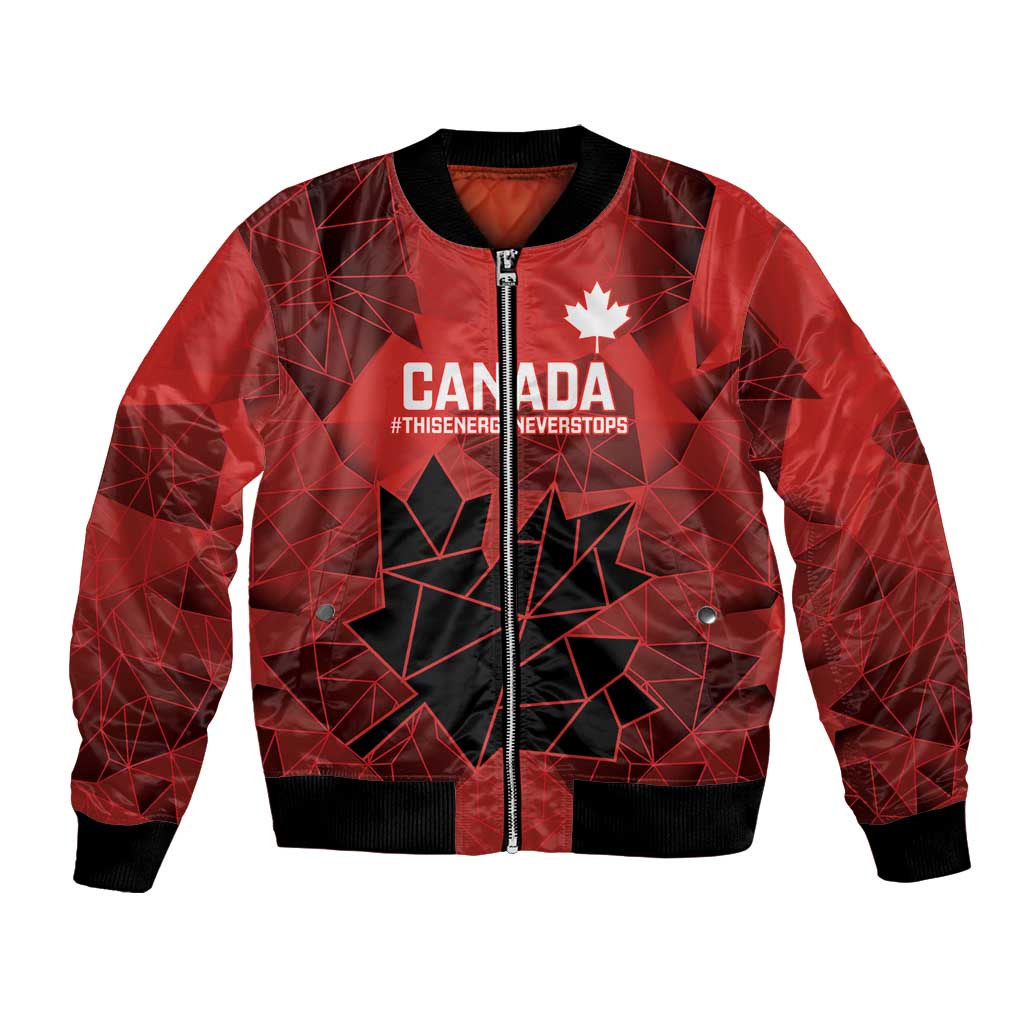 Custom Women Rugby Canada Bomber Jacket Maple Energy Never Stops - Wonder Print Shop