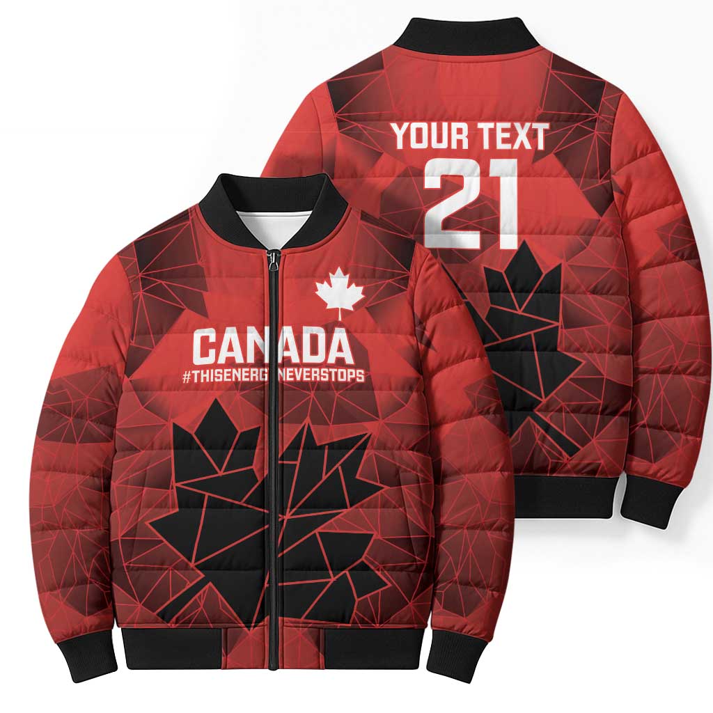 Custom Women Rugby Canada Bomber Puffer Jacket Maple Energy Never Stops - Wonder Print Shop