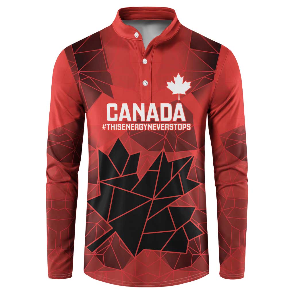 Custom Women Rugby Canada Button Sweatshirt Maple Energy Never Stops - Wonder Print Shop