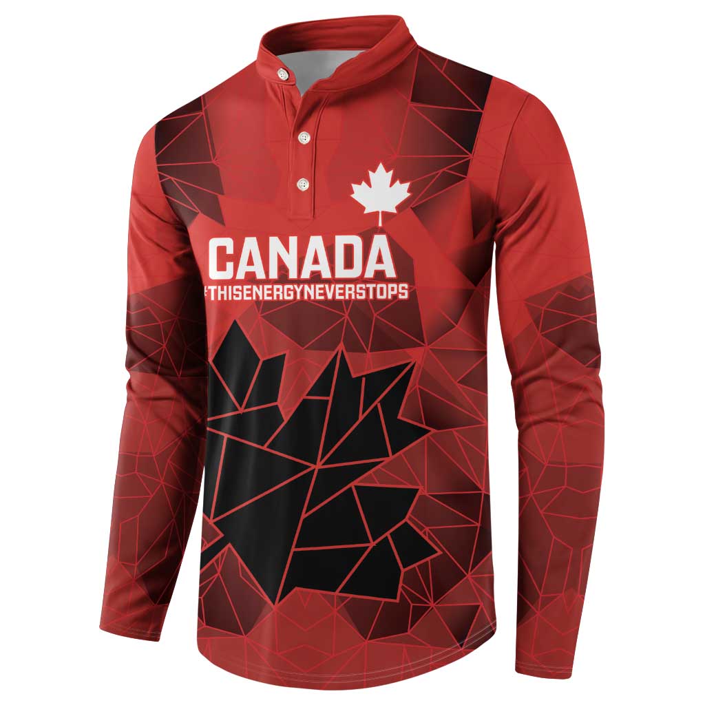 Custom Women Rugby Canada Button Sweatshirt Maple Energy Never Stops - Wonder Print Shop