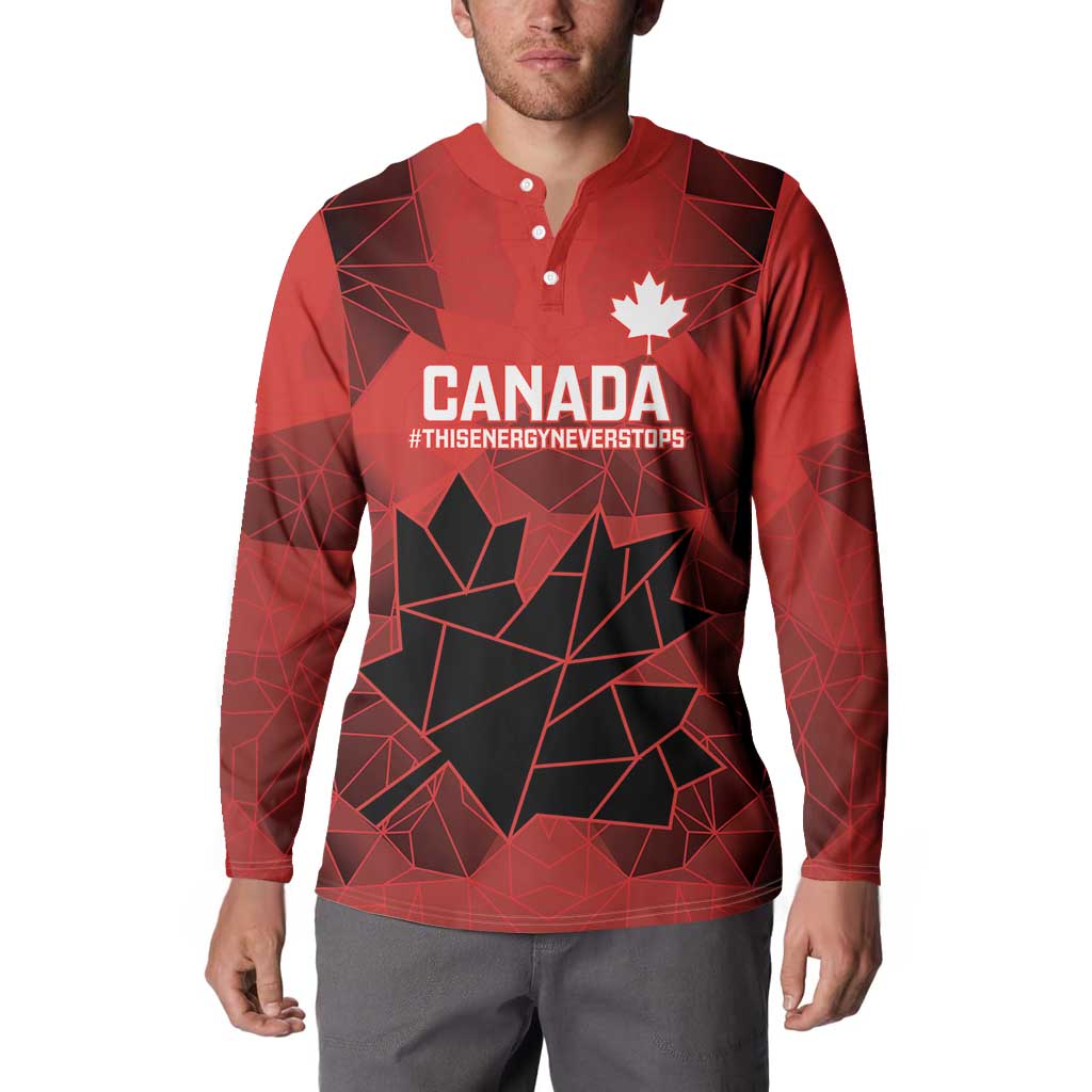 Custom Women Rugby Canada Button Sweatshirt Maple Energy Never Stops - Wonder Print Shop