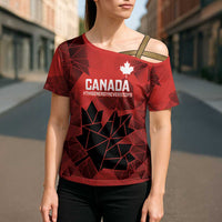 Custom Women Rugby Canada Cross Shoulder Shirt Maple Energy Never Stops - Wonder Print Shop