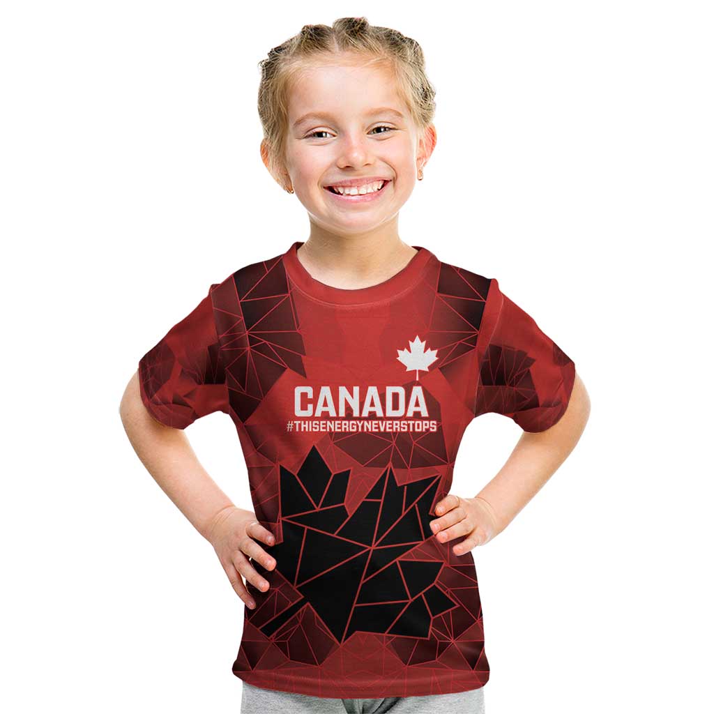 Custom Women Rugby Canada Kid T Shirt Maple Energy Never Stops - Wonder Print Shop