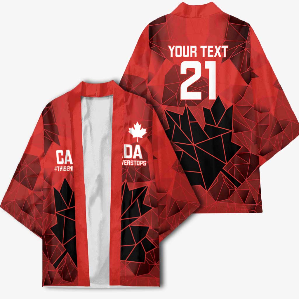 Custom Women Rugby Canada Kimono Maple Energy Never Stops - Wonder Print Shop