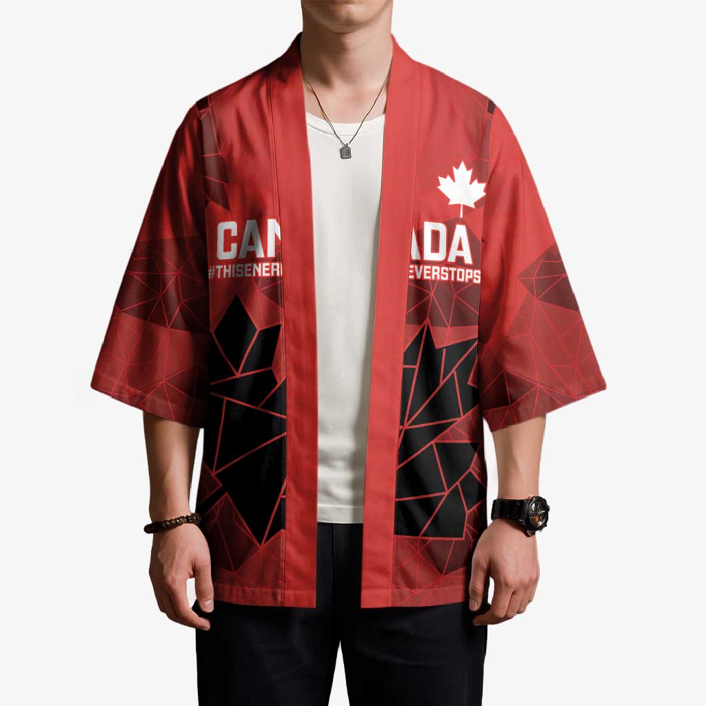 Custom Women Rugby Canada Kimono Maple Energy Never Stops - Wonder Print Shop