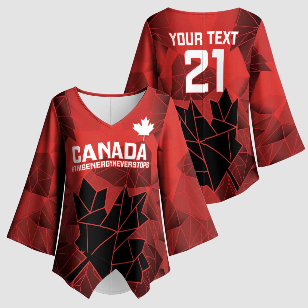 Custom Women Rugby Canada Kimono Sleeve Blouse Maple Energy Never Stops - Wonder Print Shop