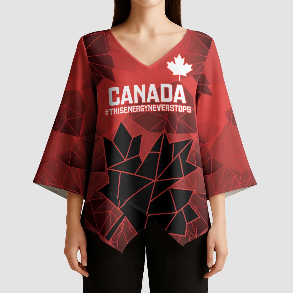 Custom Women Rugby Canada Kimono Sleeve Blouse Maple Energy Never Stops - Wonder Print Shop