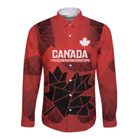 Custom Women Rugby Canada Long Sleeve Button Shirt Maple Energy Never Stops - Wonder Print Shop