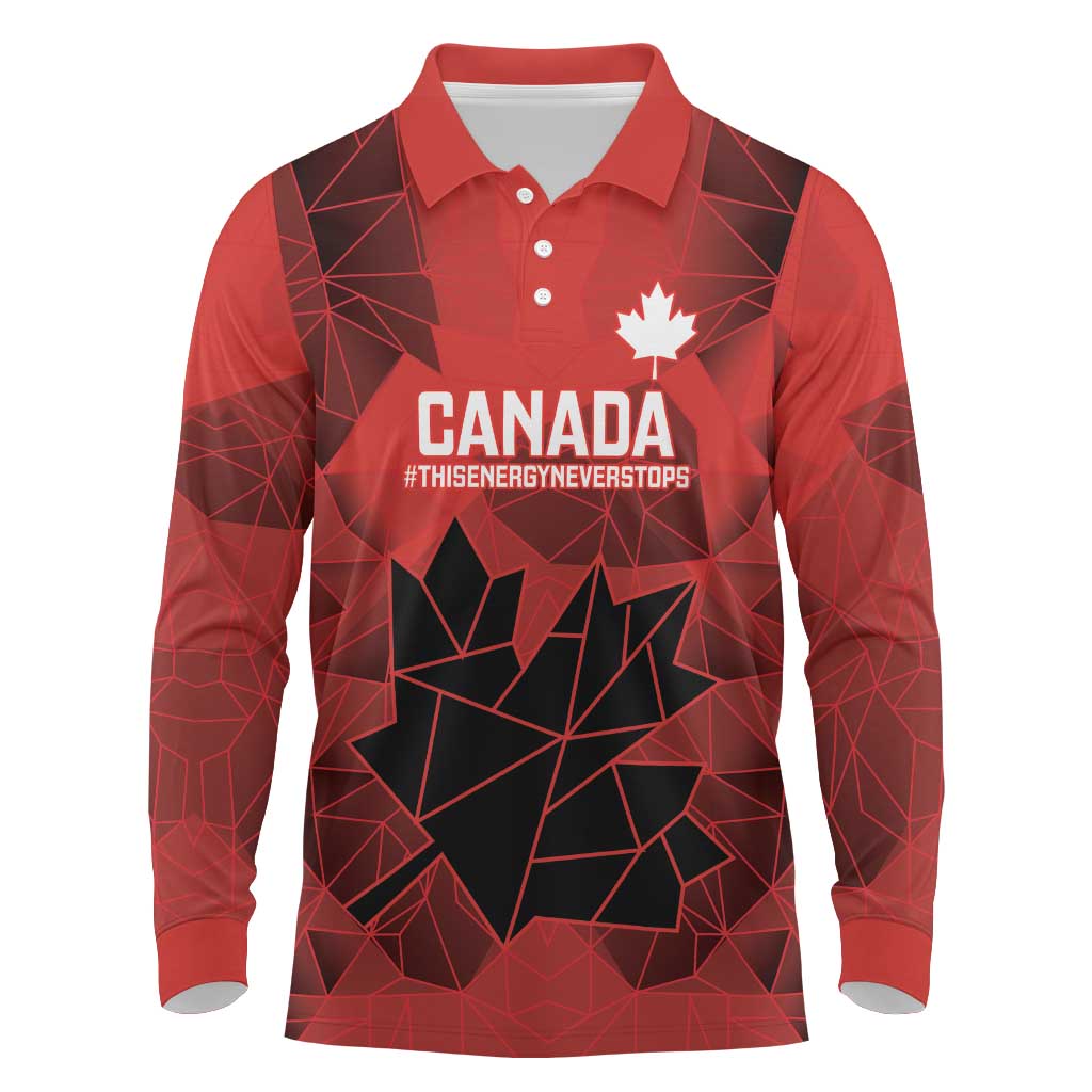 Custom Women Rugby Canada Long Sleeve Polo Shirt Maple Energy Never Stops - Wonder Print Shop