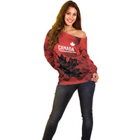 Custom Women Rugby Canada Off Shoulder Sweater Maple Energy Never Stops - Wonder Print Shop