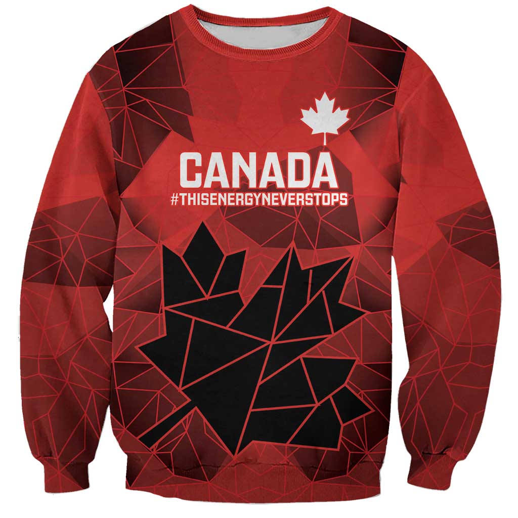 Custom Women Rugby Canada Sweatshirt Maple Energy Never Stops - Wonder Print Shop