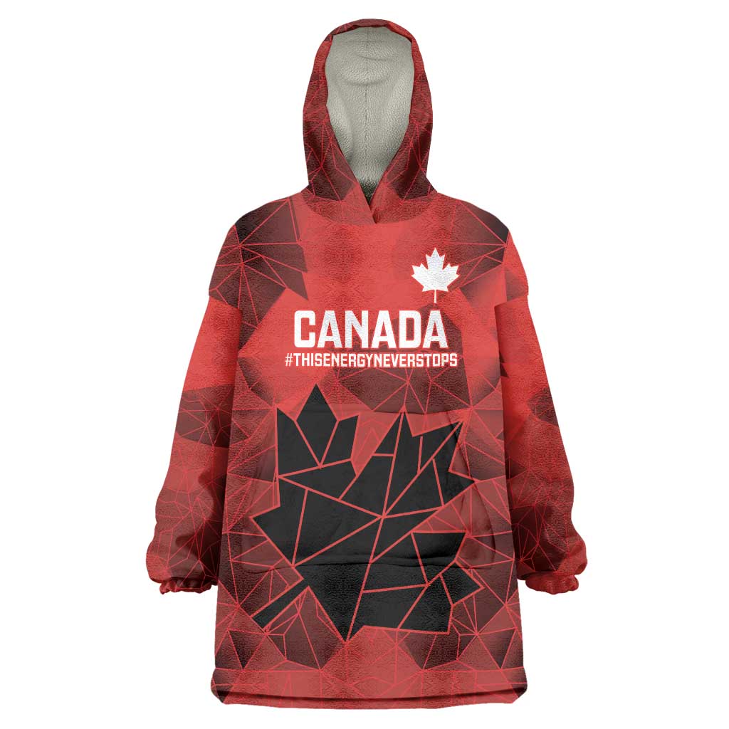 Custom Women Rugby Canada Wearable Blanket Hoodie Maple Energy Never Stops - Wonder Print Shop