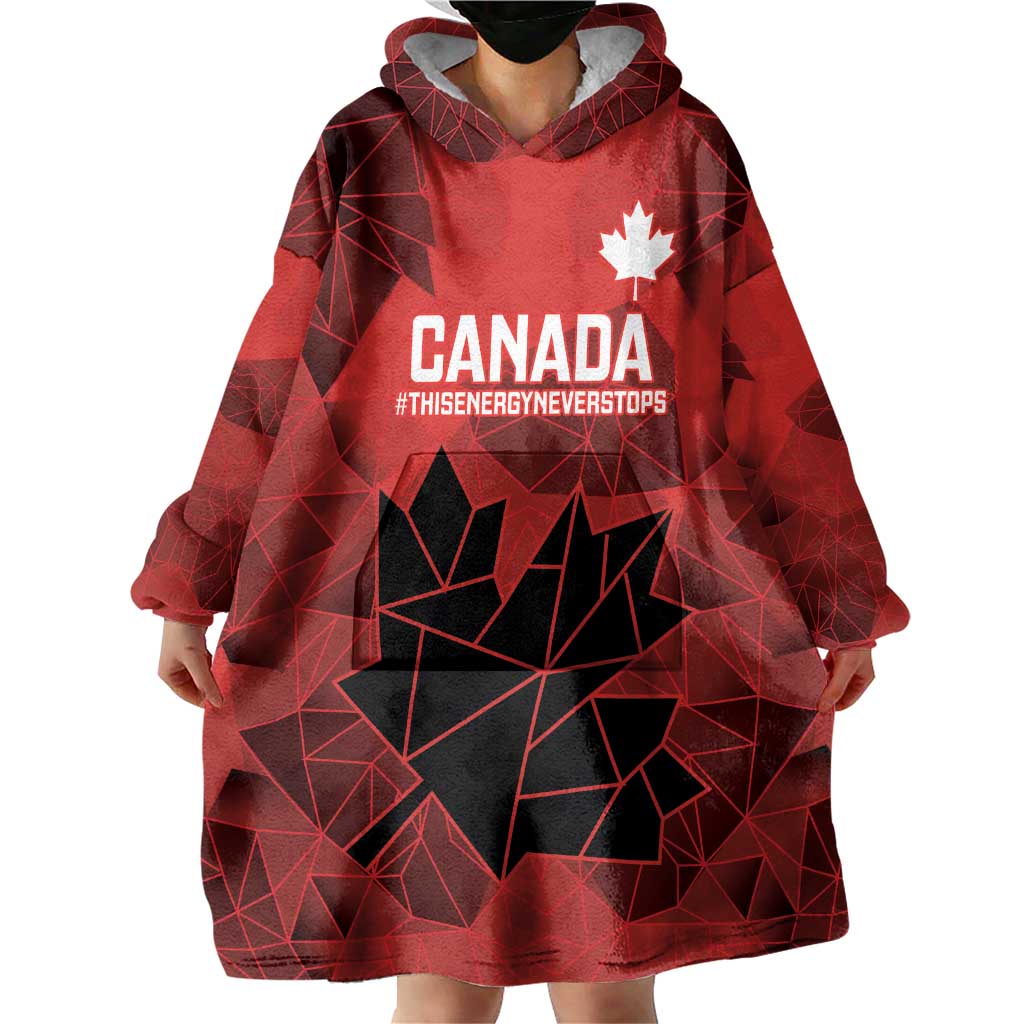 Custom Women Rugby Canada Wearable Blanket Hoodie Maple Energy Never Stops - Wonder Print Shop