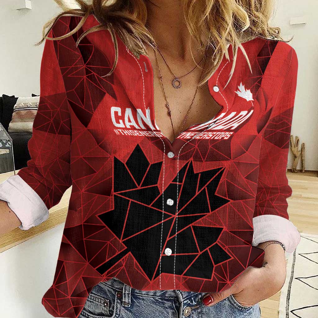 Custom Women Rugby Canada Women Casual Shirt Maple Energy Never Stops - Wonder Print Shop